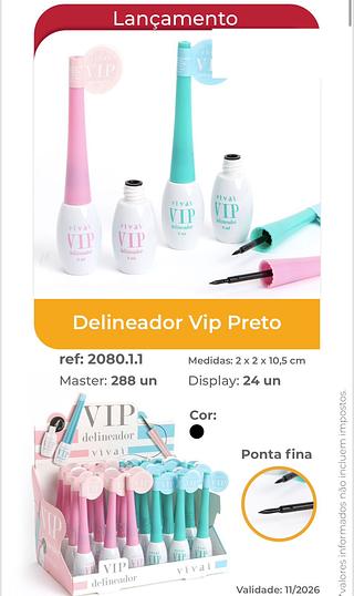 Delineador Vip Preto/ 24pçs (2080.1.1) Vivai | Lili Maquiagem