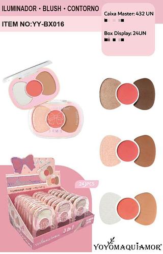 Iluminador blush contorno c/24pcs YOYO MAQUIAMOR
