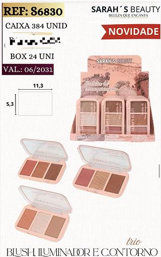 Blush+iluminador+contorno /24pcs Sarah´s Beauty