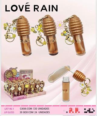 Lip gloss com chaveiro /24pcs Love Rain
