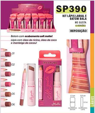 Kit Lpáis labial + Batom Bala (me gusta) c/24pçs SP Colors