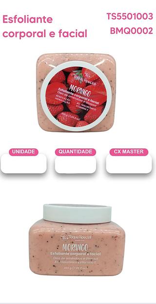 Esfoliante Corporal e Facial morango 200g C/12UN TOQUE SPECIAL
