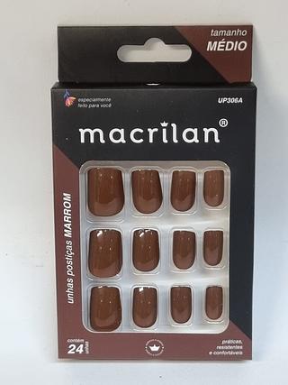 Unha posticas (MARROM) Médio Macrilan C/12pcs UP306A