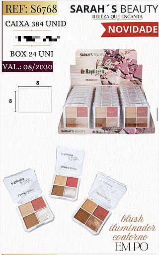 Blush iluminador contorno em po c/24pcs Sarah´s Beauty