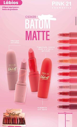 Batom Bala Matte Velvet/ 60pçs (CS3439) Pink21
