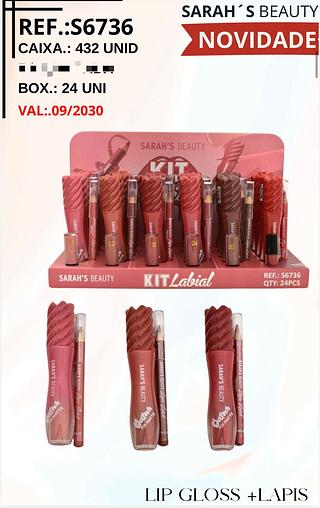 Lip gloss e lapis boca c/24pcs Sarah´s Beauty
