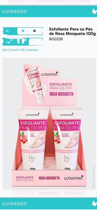 Esfoliante para os Pés de Rosa Mosqueta C/6PCS 100g LUDURANA