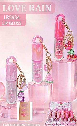 Lip gloss com chaveiro C/24pcs LOVE RAIN