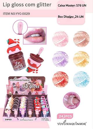 Lip gloss com glitter c/24pcs YOYO MAQUIAMOR