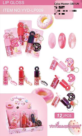 Lip Gloss Donut c/12pçs Yoyo Maquiagem