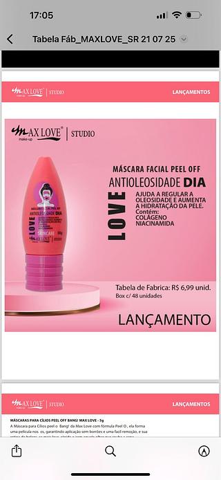 Máscara Facial Peel Off (Antioleosidade) c/48pçs Max Love