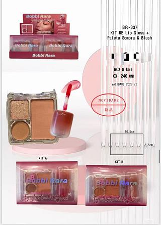 Kit Lip Gloss + Paleta de Sombra e Blush /8pçs Bobbi Rara