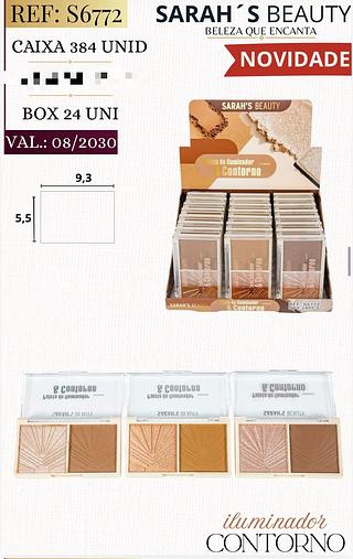Iluminador e contorno c/24pcs Sarah´s Beauty