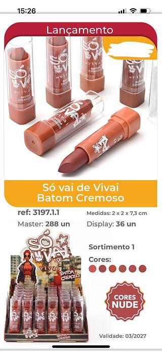 Batom Cremoso So vai de vivaI c/36pcs VIVAI