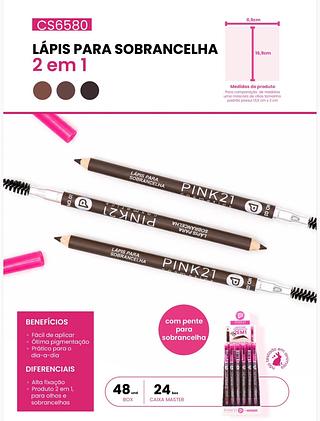 Lapis para sobrancelhas 2 em 1 c/48pcs PINK 21