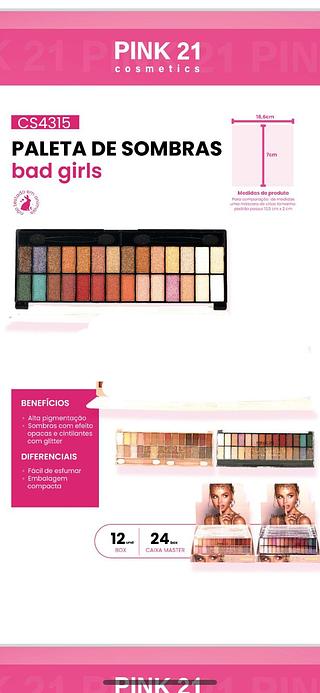 Paleta de sombras Bad girls/ 12pçs (CS4315B) Pink21