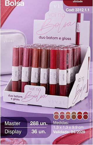 Duo batom e gloss vai na bolsa /36pcs Vivai