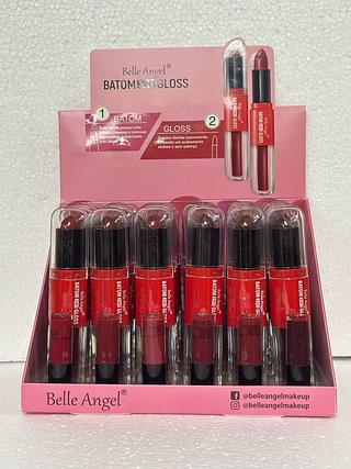 Batom e Gloss 2 em 1 c/24pcs BELLE ANGEL