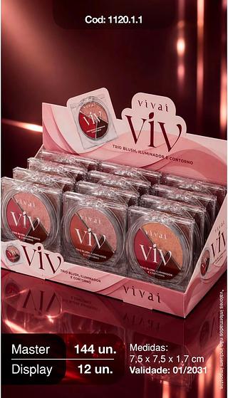 Blush + Iluminador e Contorno c/12pçs Vivai