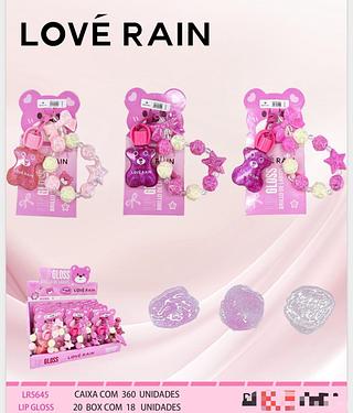 Lip Gloss com Pingente c/18pçs Love Rain
